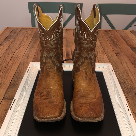Tony Lama Smooth Ostrich Cowboy Boots - Square Toe - Picture 3 of 8